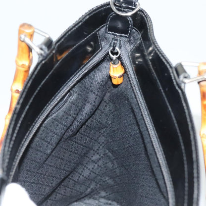 Gucci Vintage Bamboo Handle Bag Nylon, BLACK, NYLON, Handbag