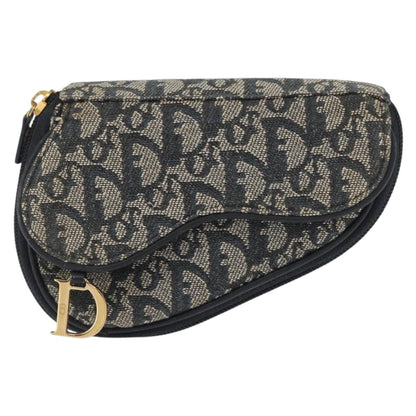 Christian Dior Saddle Zip Pouch Diorissimo Canvas, NAVY, CANVAS, Clutche & pouche
