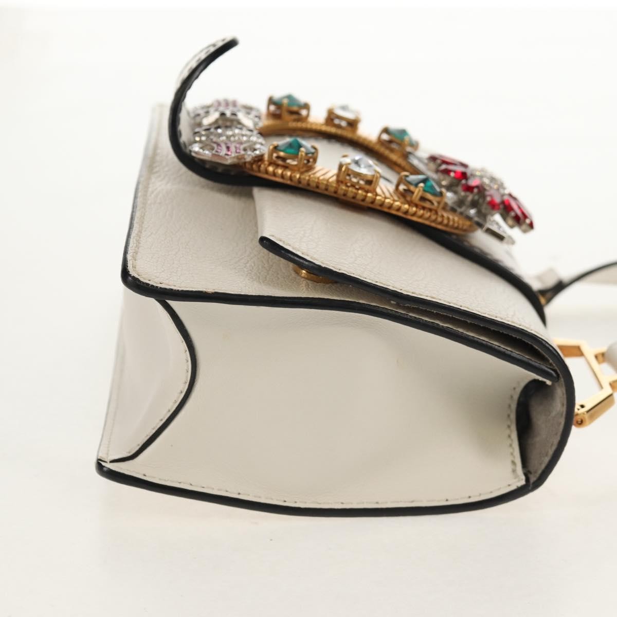 Miu Miu Madras Crystal Buckle Shoulder Bag Leather, WHITE, LEATHER, Shoulder bag