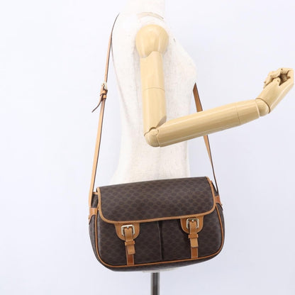 Celine Vintage Macadam Shoulder Bag Canvas and Leather, BROWN, CANVAS, Shoulder bag