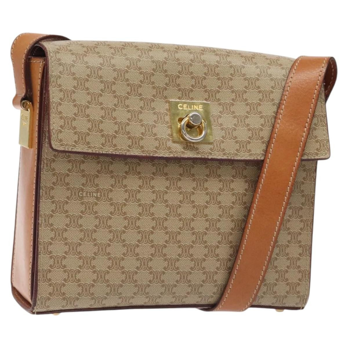 Celine Macadam Shoulder Bag PVC Leather, BEIGE, CANVAS, Shoulder bag