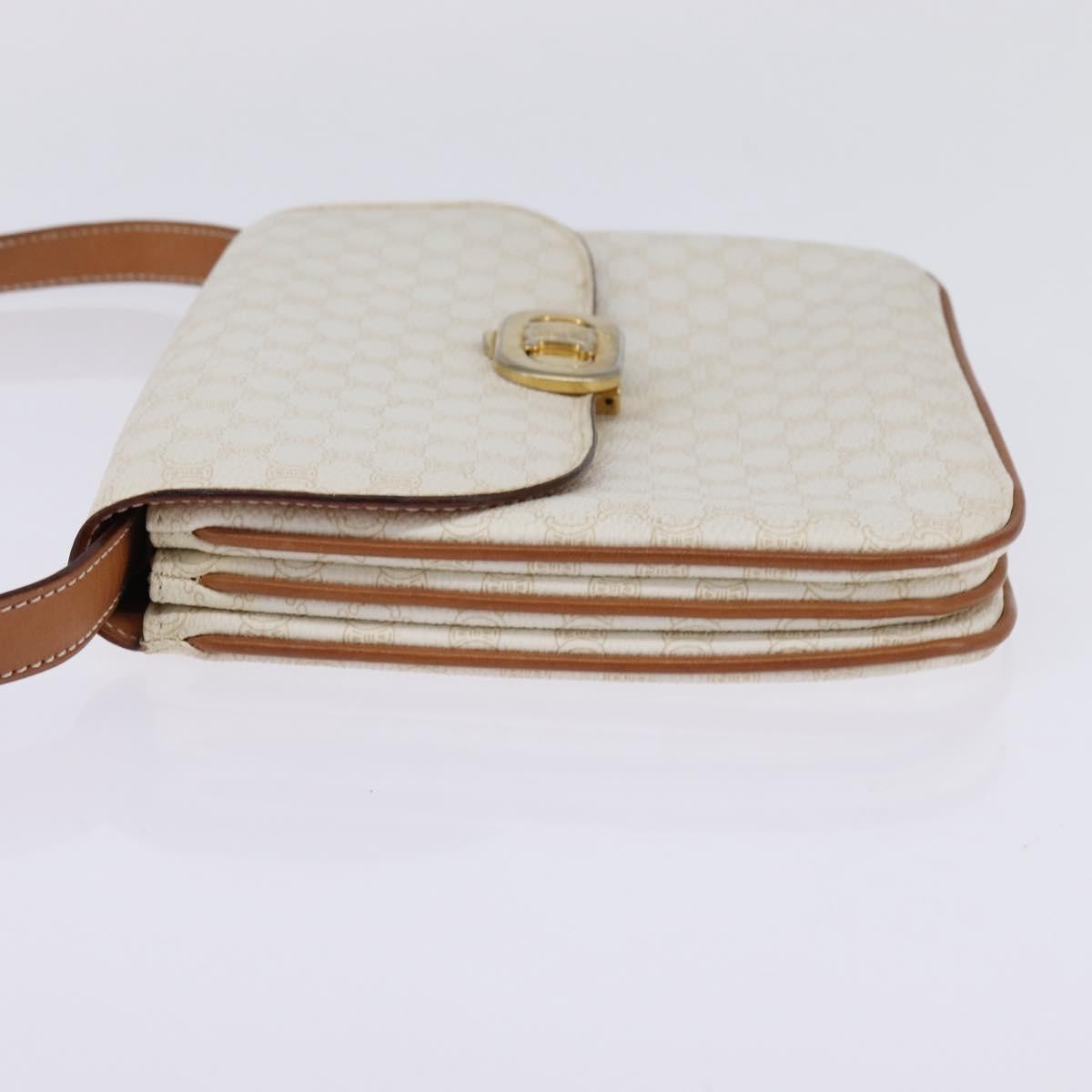 Celine Macadam Shoulder Bag PVC Leather, WHITE, CANVAS, Shoulder bag