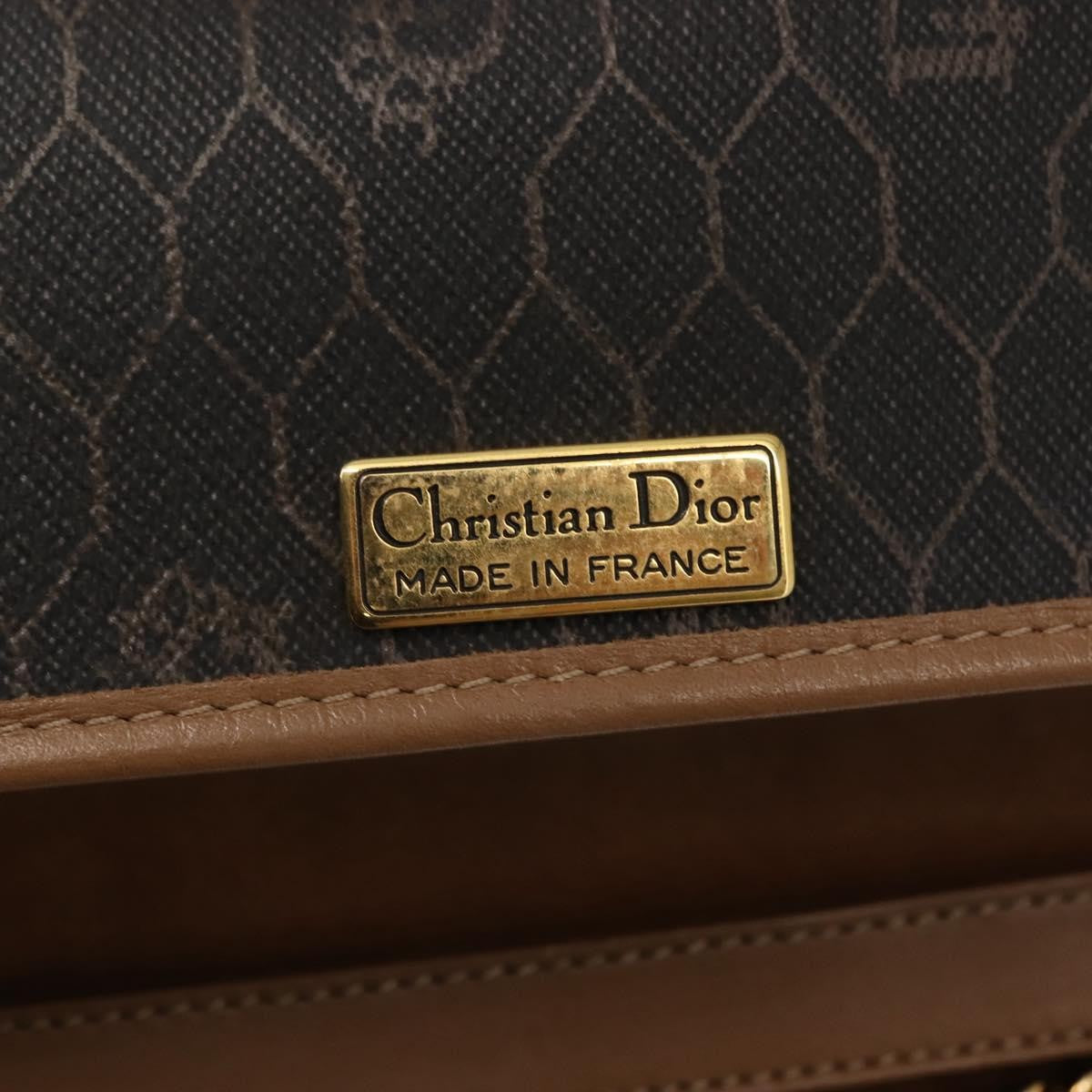 Christian Dior Vintage Honeycomb chain Canvas, BLACK, CANVAS, Shoulder bag