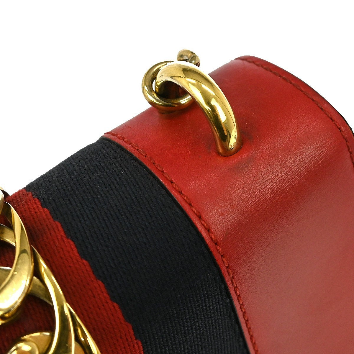 Gucci Sylvie Shoulder Bag Leather, RED, LEATHER, Shoulder bag