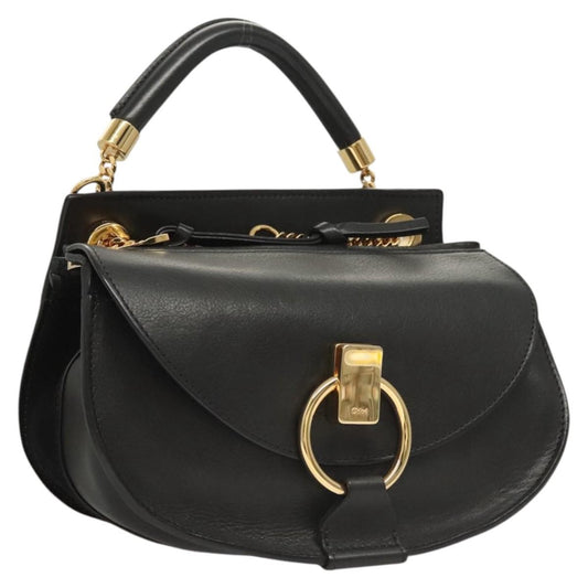 Chloe Goldie Shoulder Bag Leather, BLACK, LEATHER, Shoulder bag