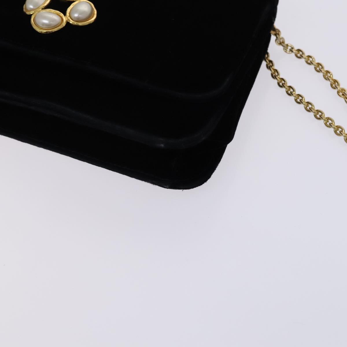 Chanel Wallet on Chain Quilted Velvet, BLACK, VELVET, Shoulder bag