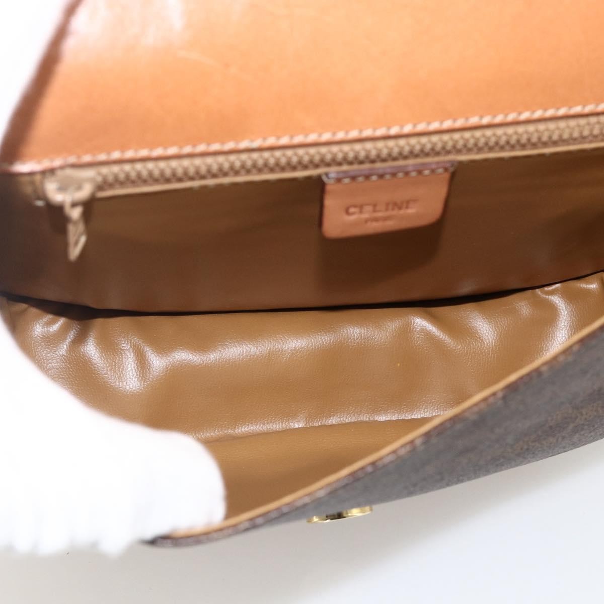 Celine Vintage Macadam Shoulder Bag Canvas and Leather, Brown, PVC, Shoulder Bag
