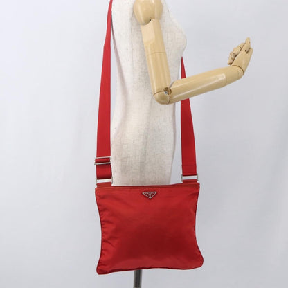 Prada Zip Top Messenger Bag Tessuto, RED, NYLON, Shoulder bag