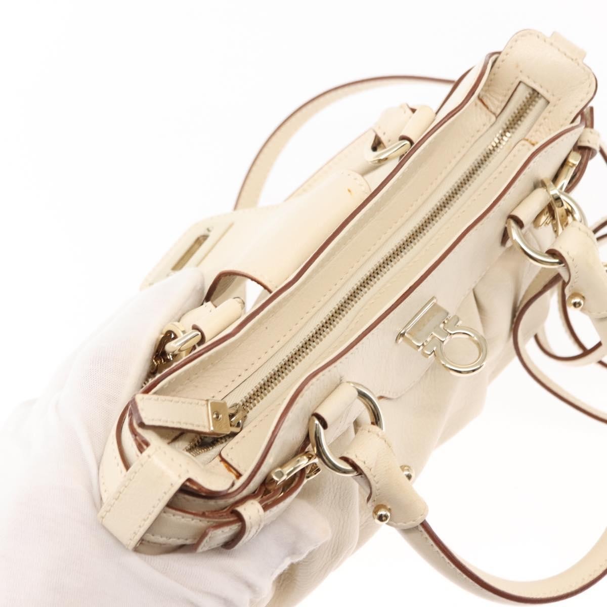 Salvatore Ferragamo Marisa Satchel Leather, WHITE, LEATHER, Handbag