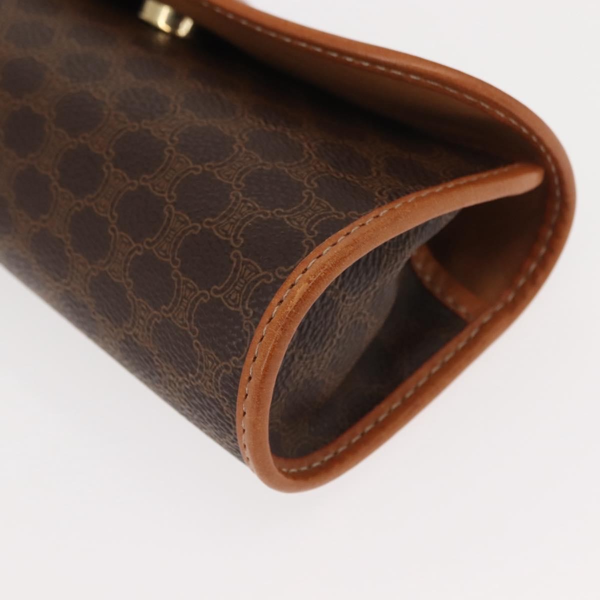Celine Macadam Pochette Canvas and Leather, BROWN, CANVAS, Clutche & pouche