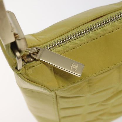 Chanel Chocolate Bar CC Shoulder Bag Quilted Leather, YELLOW, LEATHER, Shoulder bag