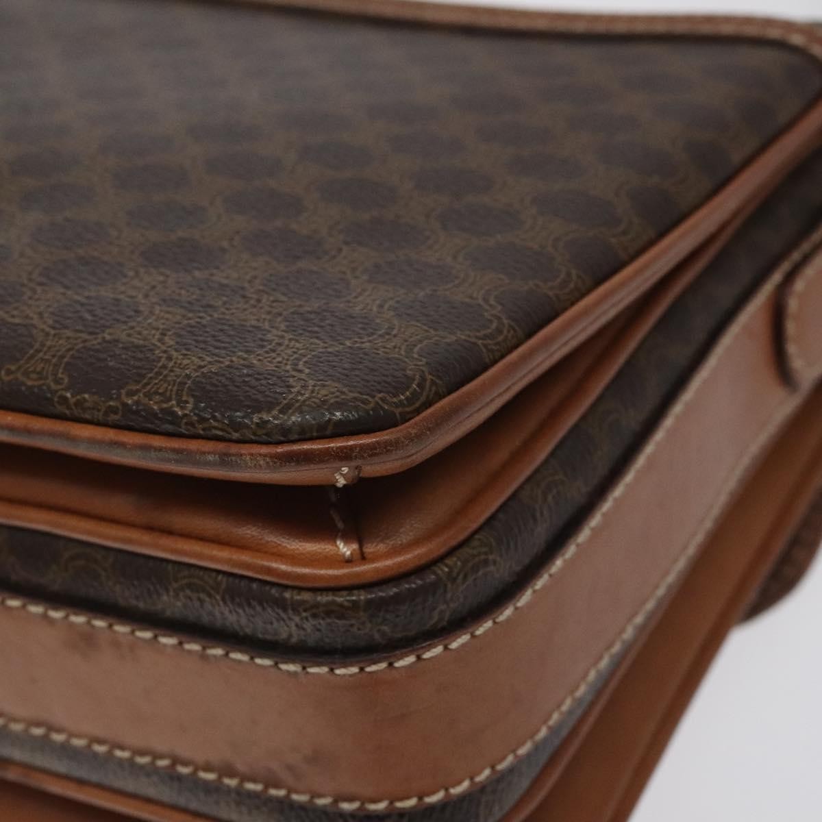 Celine Macadam Shoulder Bag Canvas, BROWN, CANVAS, Shoulder bag