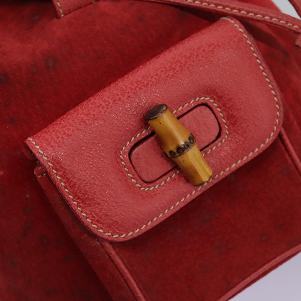 Gucci Vintage Bamboo Backpack Suede, RED, SUEDE, Backpack
