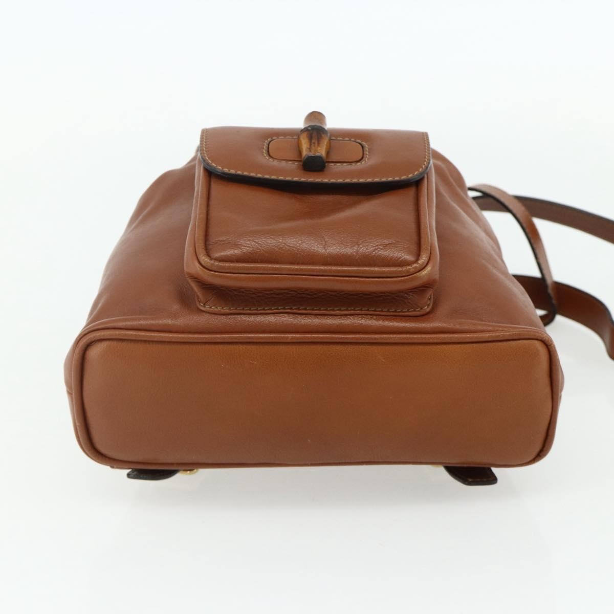 Gucci Vintage Bamboo Backpack Leather, Brown, Leather, Backpack