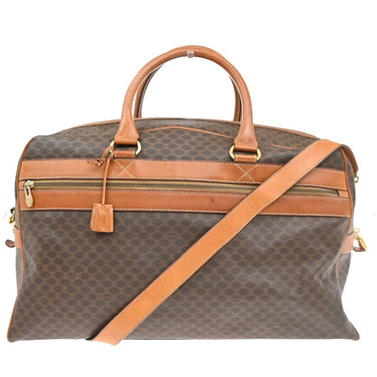 Celine Vintage Macadam Boston bag Canvas and Leather, BROWN, CANVAS, Travel bag