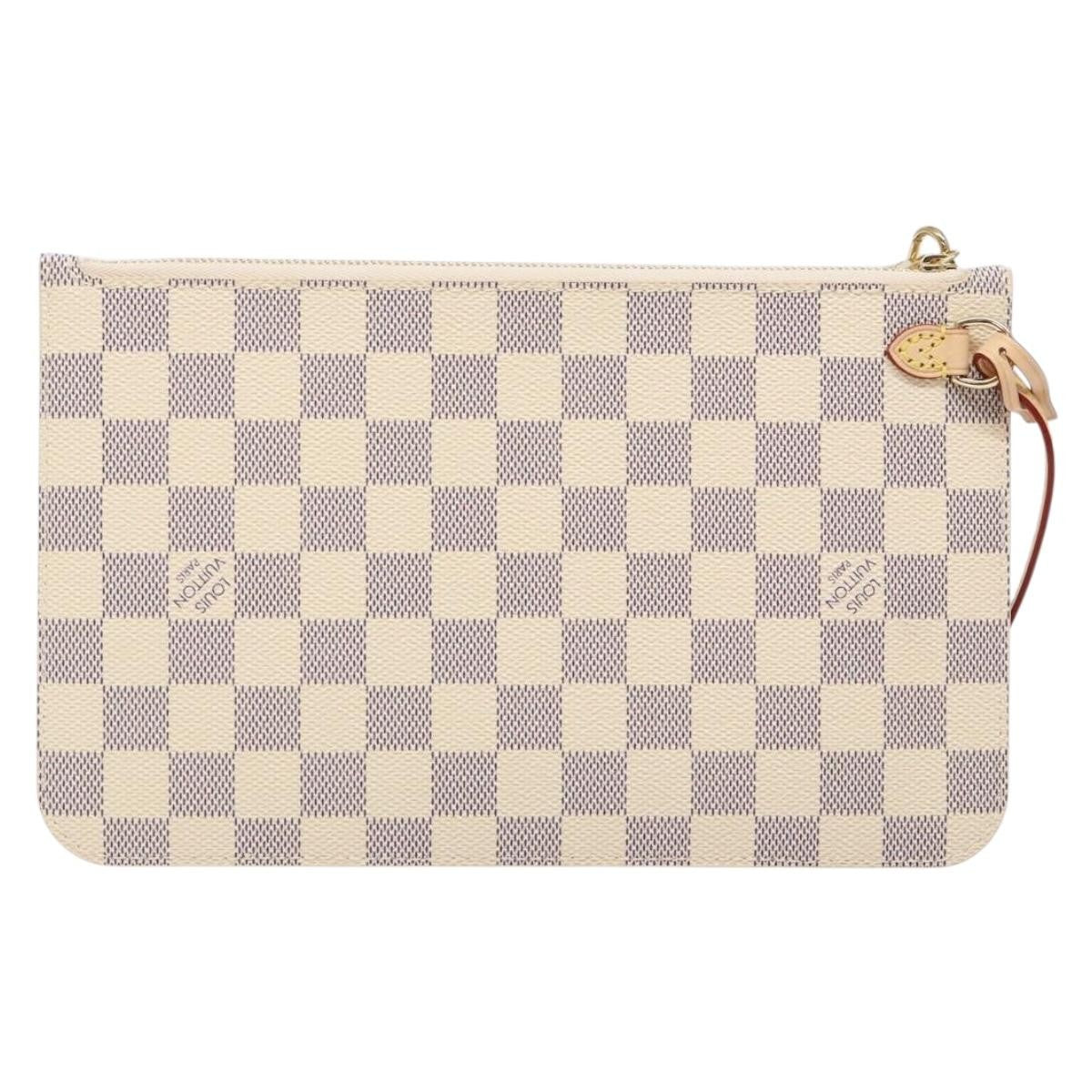 Louis Vuitton Neverfull Pochette Damier, WHITE, CANVAS, Tote bag