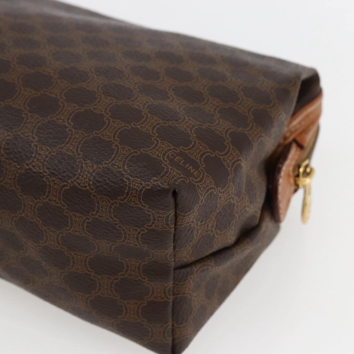 Celine Macadam Pochette Canvas and Leather, BROWN, CANVAS, Clutche & pouche