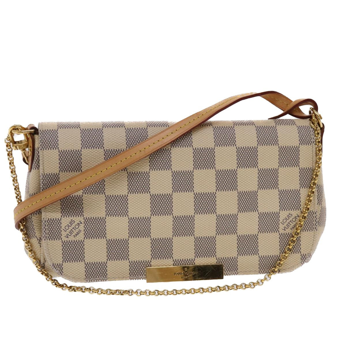 Louis Vuitton Favorite Handbag Damier, White, Canvas, Clutch