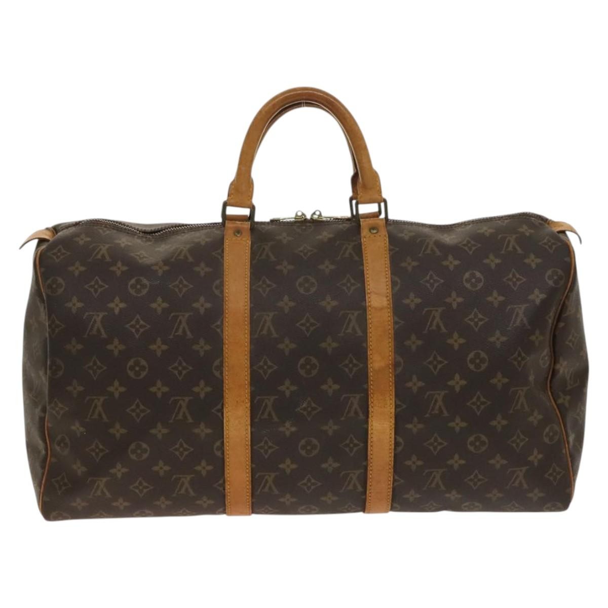 Louis Vuitton Keepall Bag Monogram Canvas, BROWN, CANVAS, Travel bag