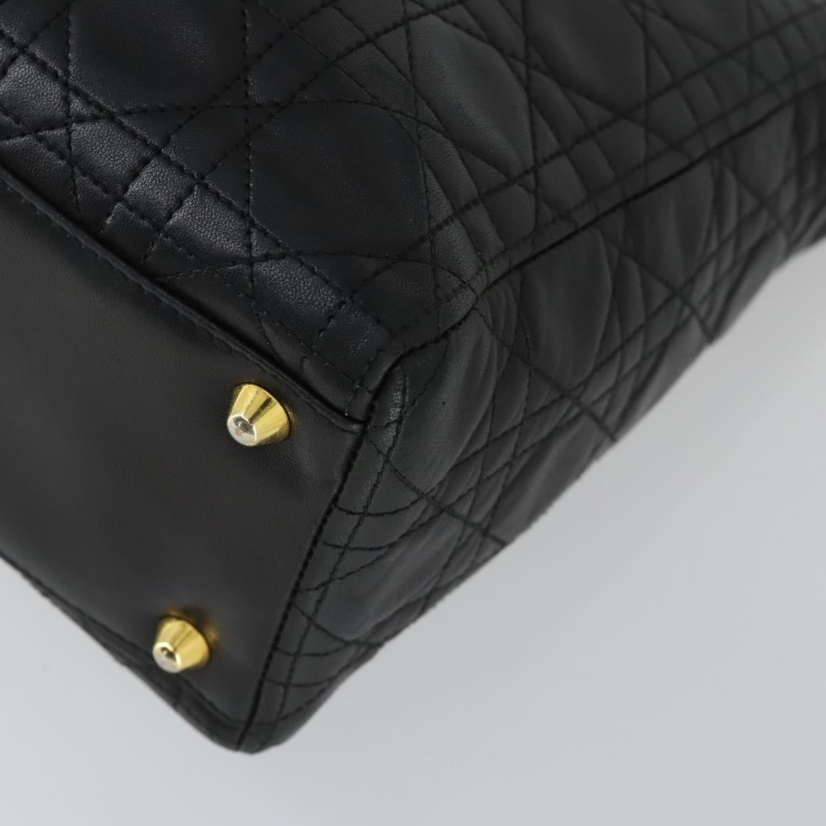 Christian Dior Vintage Lady Dior Bag Cannage Quilt Lambskin, BLACK, LEATHER, Handbag