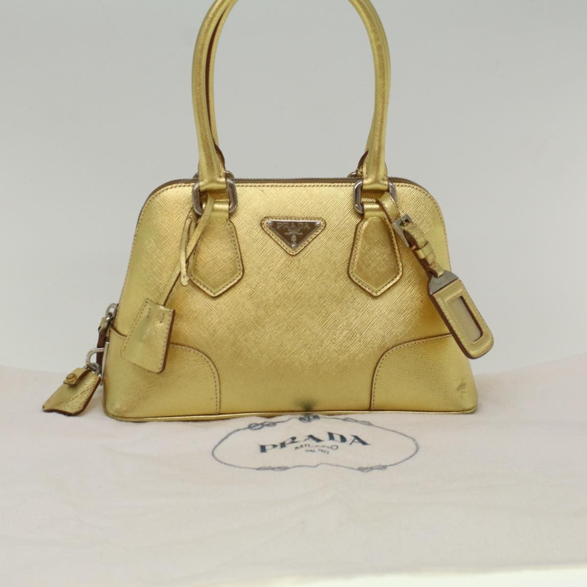 Prada Promenade Bag Saffiano Leather, GOLD, LEATHER, Handbag