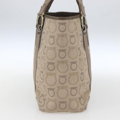 Salvatore Ferragamo Gancini Tote Gancini Canvas, BEIGE, CANVAS, Tote bag