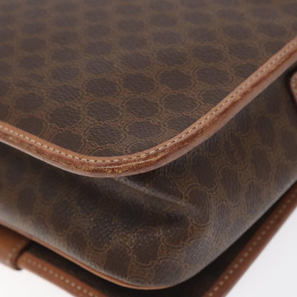 Celine Vintage Macadam Circle Logo Shoulder Bag Canvas and Leather, Brown, Canvas, Shoulder Bag