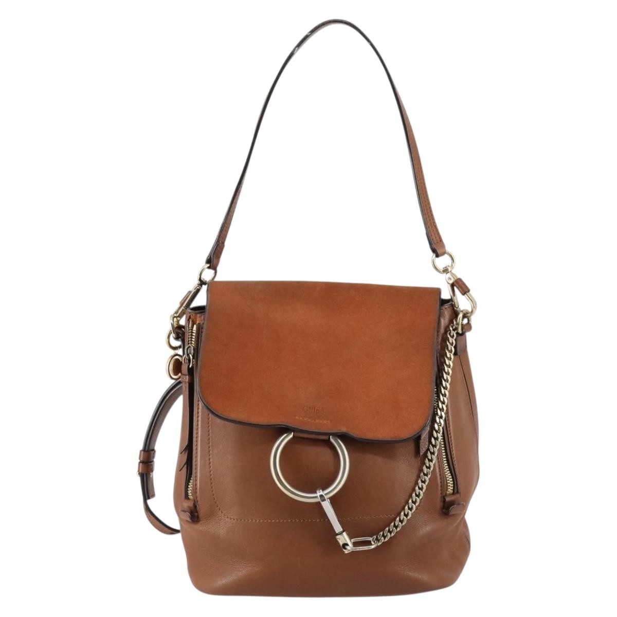 Chloe Faye Backpack Leather and Suede, BROWN, SUEDE, Backpack