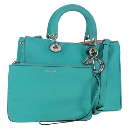 Christian Dior Diorissimo Tote Pebbled Leather, TURQUOISE, LEATHER, Tote bag
