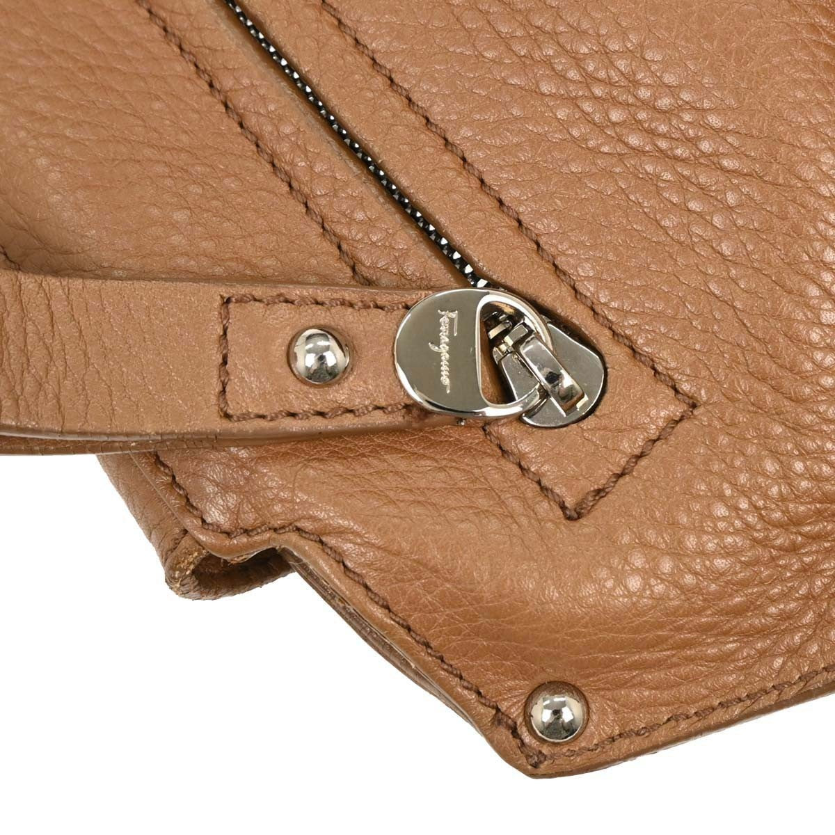 Salvatore Ferragamo Sofia Satchel Leather, BROWN, LEATHER, Handbag