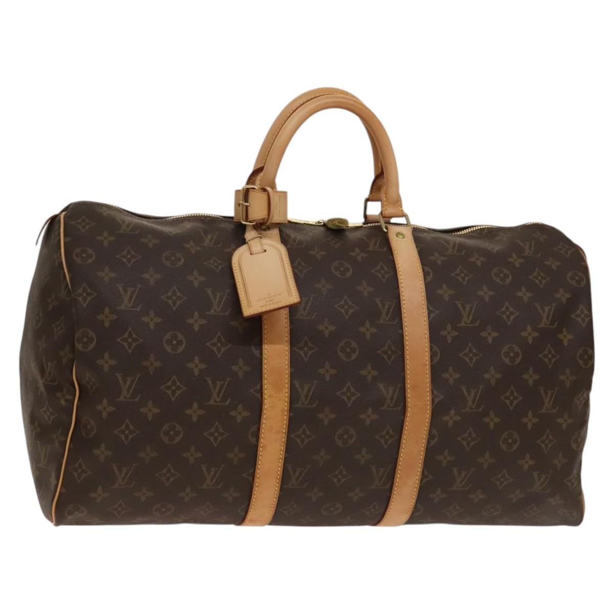 Louis Vuitton Keepall Bag Monogram Canvas, BROWN, CANVAS, Travel bag