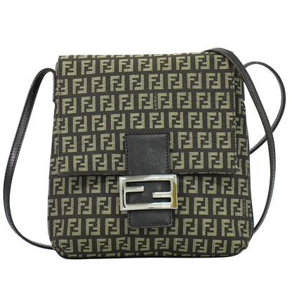 Fendi Mamma Baguette Shoulder Bag Canvas, BROWN, CANVAS, Shoulder bag