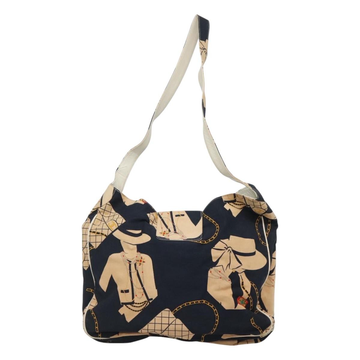 Chanel Miss Mademoiselle Shoulderbag Canvas, NAVY, CANVAS, Shoulder bag
