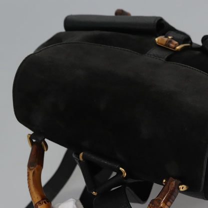 Gucci Vintage Bamboo Backpack Suede, BLACK, SUEDE, Backpack