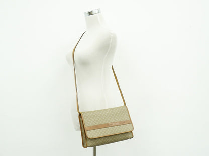 Celine Vintage Macadam Shoulder Bag Canvas, BEIGE, CANVAS, Shoulder bag