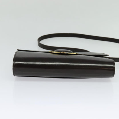 Celine Vintage Circle Logo Crossbody Bag Leather, BLACK, LEATHER, Shoulder bag