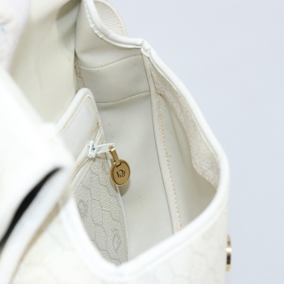 Christian Dior Vintage Honeycomb Flap Crossbody Bag Canvas and Leather, WHITE, CANVAS, Shoulder bag
