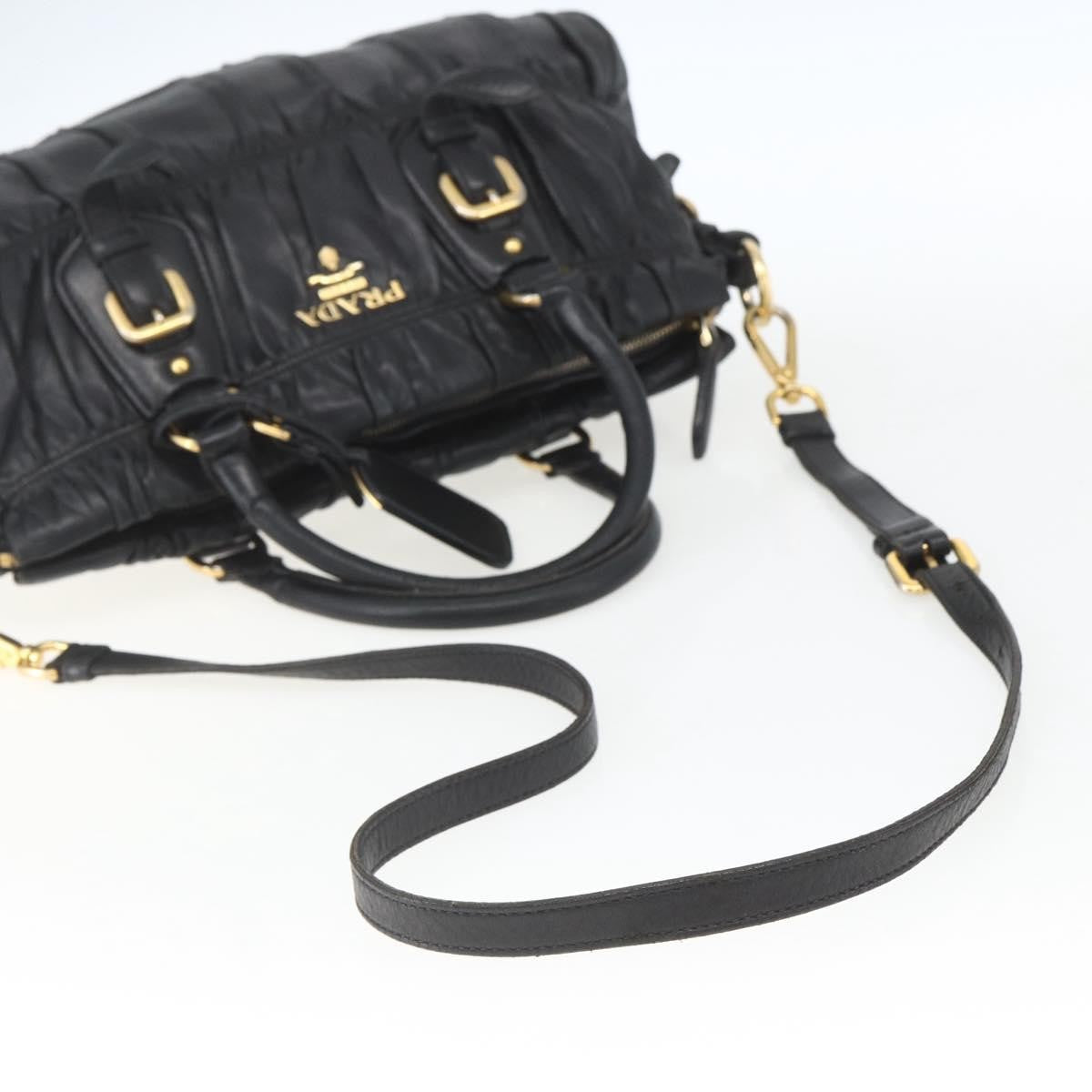 Prada Gaufre Convertible Satchel Nappa Leather, BLACK, LEATHER, Handbag