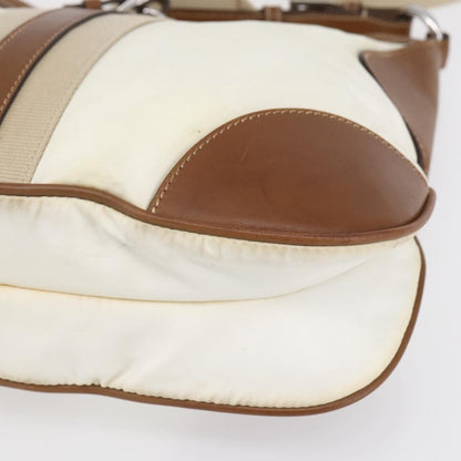 Prada Vintage Shoulder Bag Nylon and Leather, BEIGE, NYLON, Shoulder bag