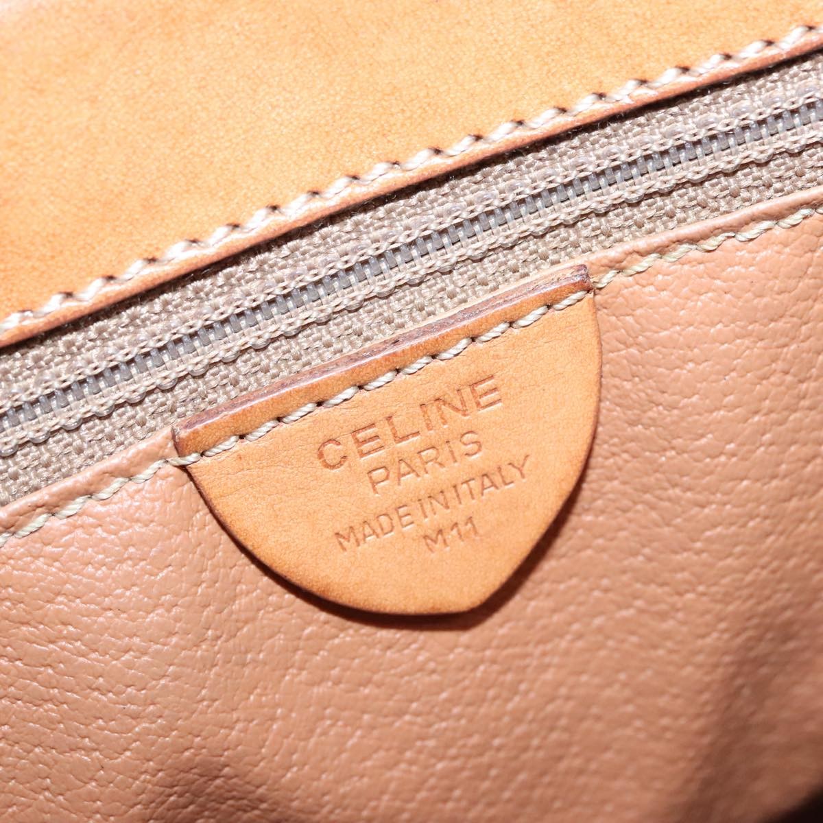 Celine Vintage Macadam Handbag Canvas and Leather, BROWN, CANVAS, Handbag