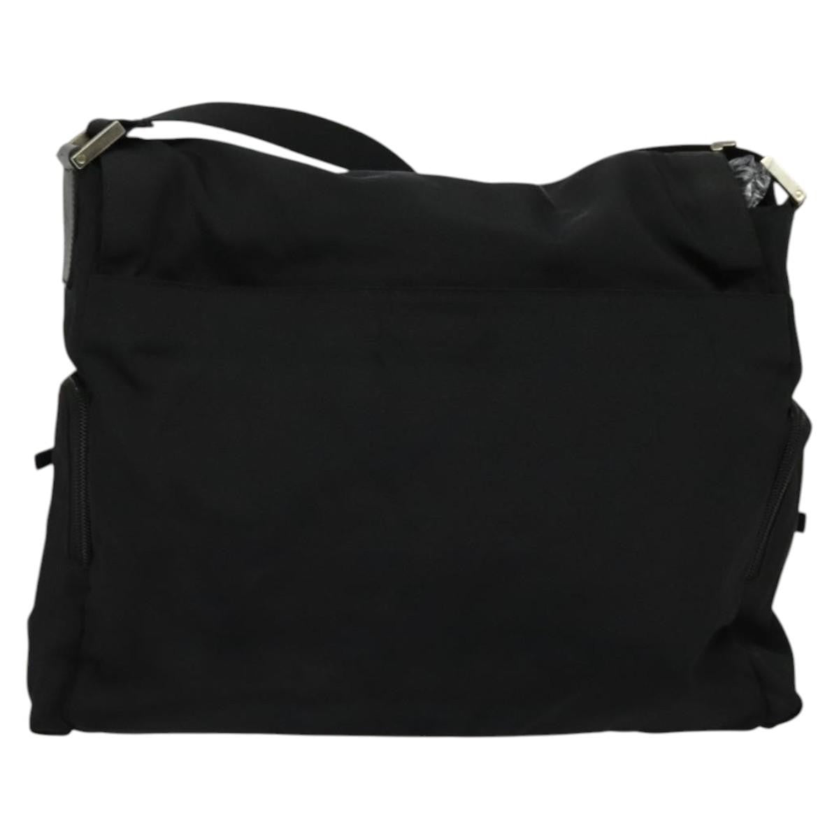 Gucci Side Pocket Flap Messenger Bag Nylon, BLACK, NYLON, Shoulder bag