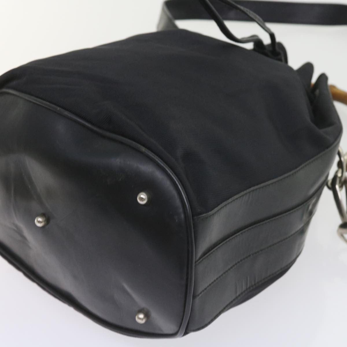 Gucci Vintage Bamboo Shoulder Bag Nylon, BLACK, NYLON, Shoulder bag