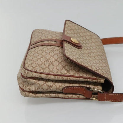 Celine Vintage Macadam Shoulder Bag Canvas and Leather, BEIGE, CANVAS, Shoulder bag