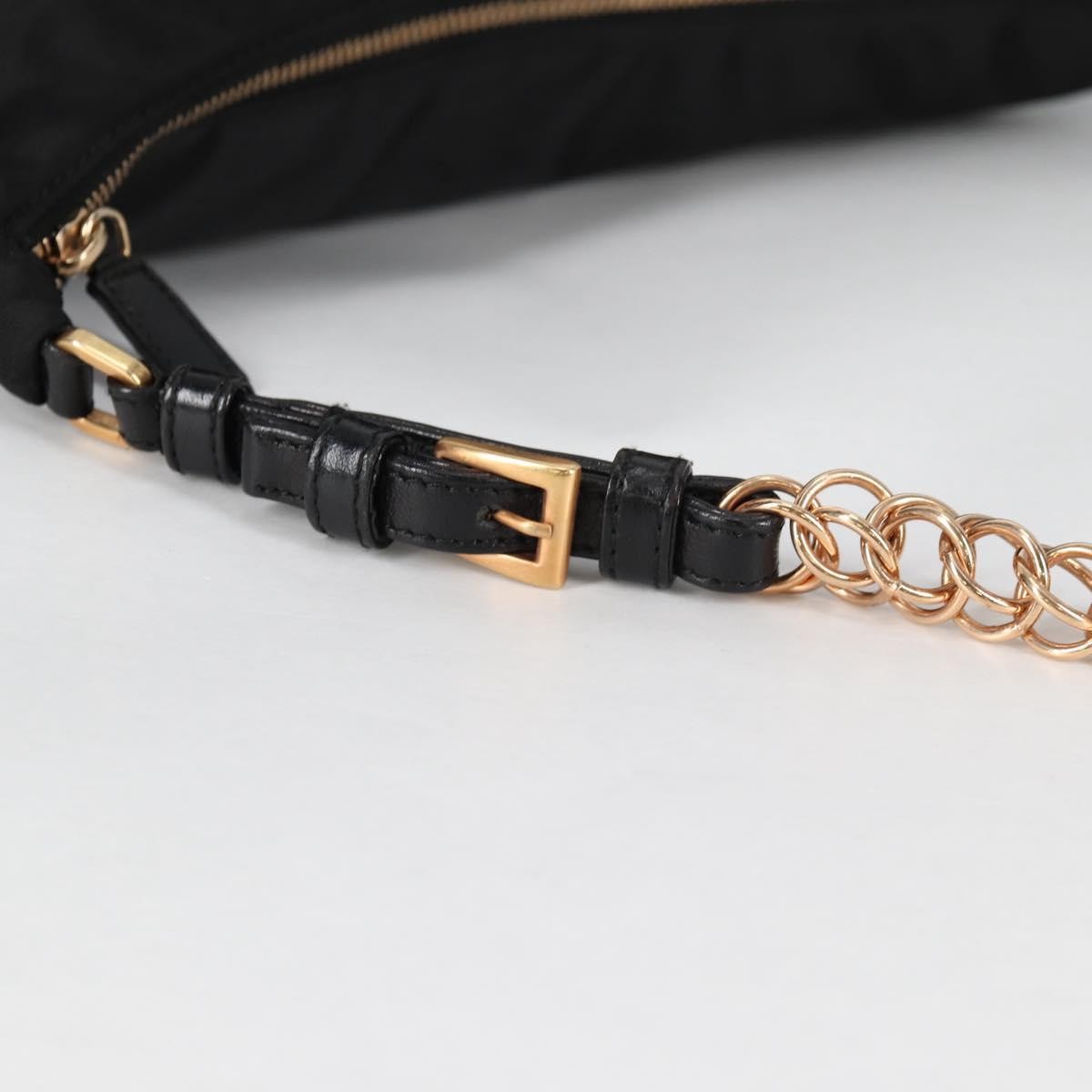 Prada Double Chain Hobo Nylon, BLACK, NYLON, Shoulder bag