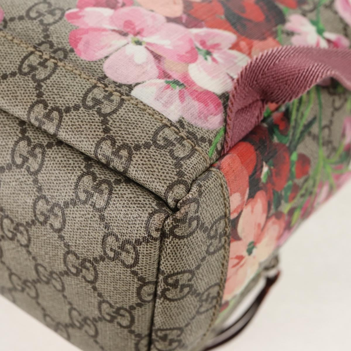 Gucci Buckle Backpack Blooms Print GG Coated Canvas, BEIGE, CANVAS, Backpack