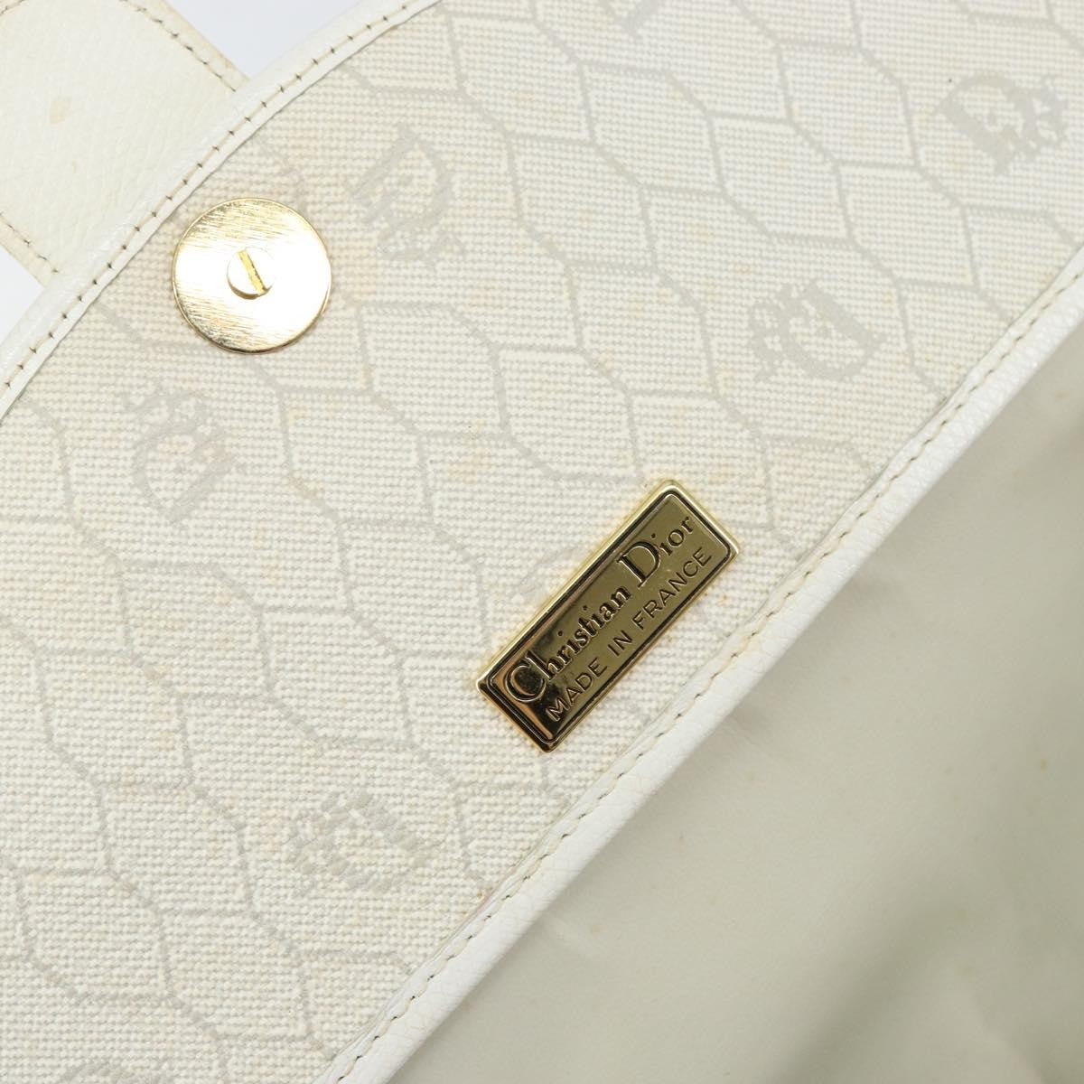 Christian Dior Vintage Honeycomb Flap Crossbody Bag Canvas and Leather, WHITE, CANVAS, Shoulder bag