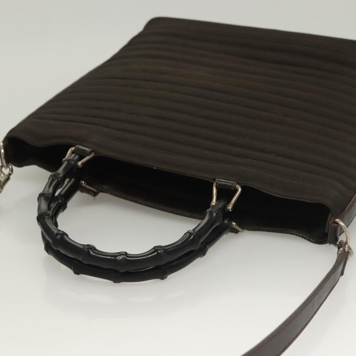 Gucci Vintage Bamboo Handle Bag Nylon, BROWN, NYLON, Handbag