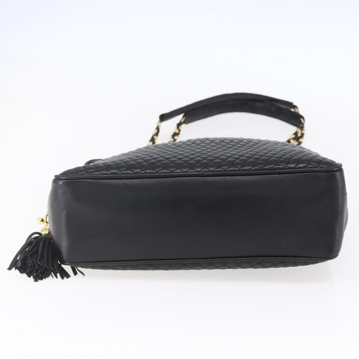 Bally Vintage Chain Shoulder Bag Quilted Leather, BLACK, LEATHER, Shoulder bag