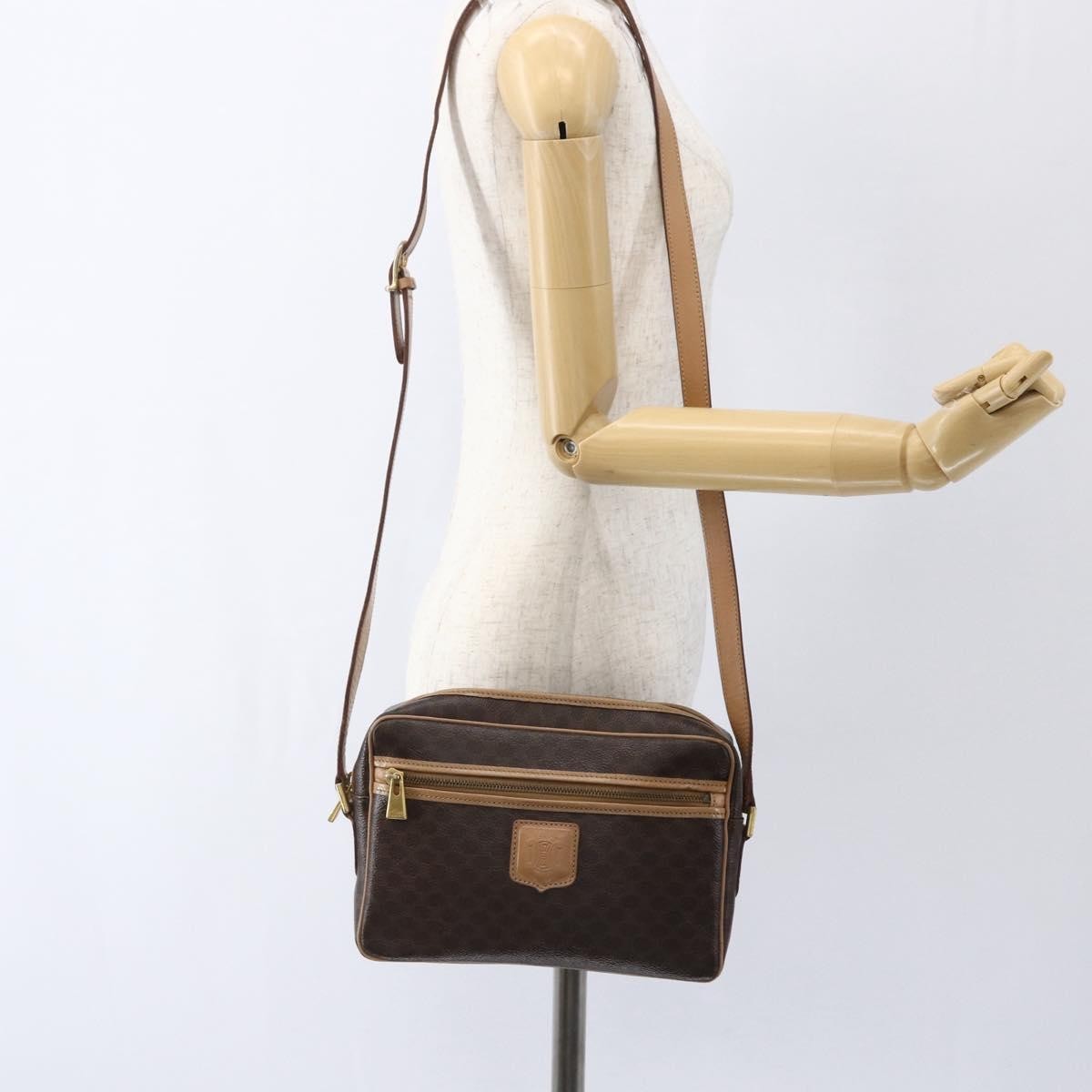 Celine Vintage Macadam Shoulder Bag Canvas and Leather, BROWN, CANVAS, Shoulder bag