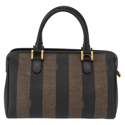 Fendi Vintage Pequin Convertible Boston Bag Coated Canvas, BROWN, CANVAS, Travel bag